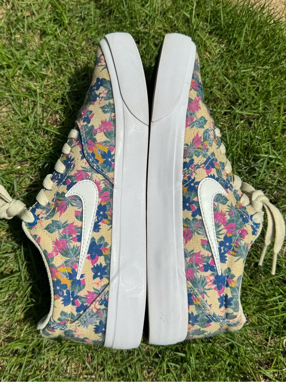 Nike Floral Canvas Low-Top Sneakers with White Swoosh